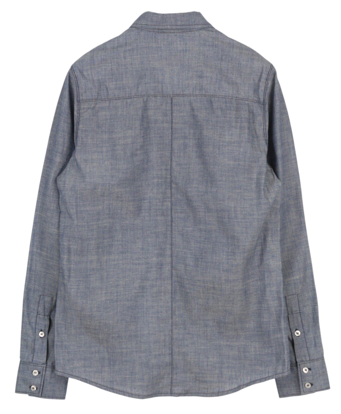 NUDIE JEANS Conny vyriški marškinėliai M, mėlyni, išblukę, sagomis užsegamos, užlopytos kišenės. 