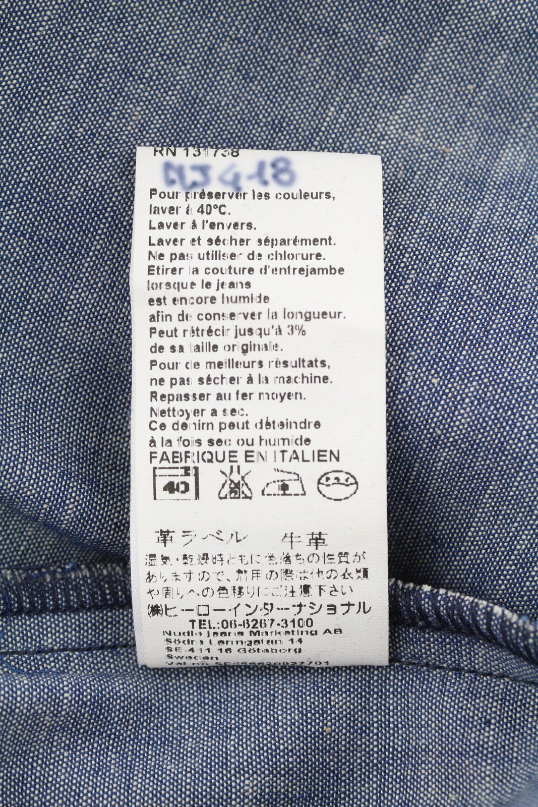 NUDIE JEANS Conny vyriški marškinėliai M, mėlyni, išblukę, sagomis užsegamos, užlopytos kišenės. 