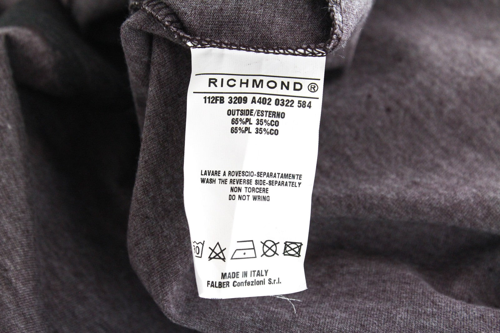 RICHMOND vyriški marškinėliai ilgomis rankovėmis L dydžio su medvilnės mišinio bordo spalvos grafika 