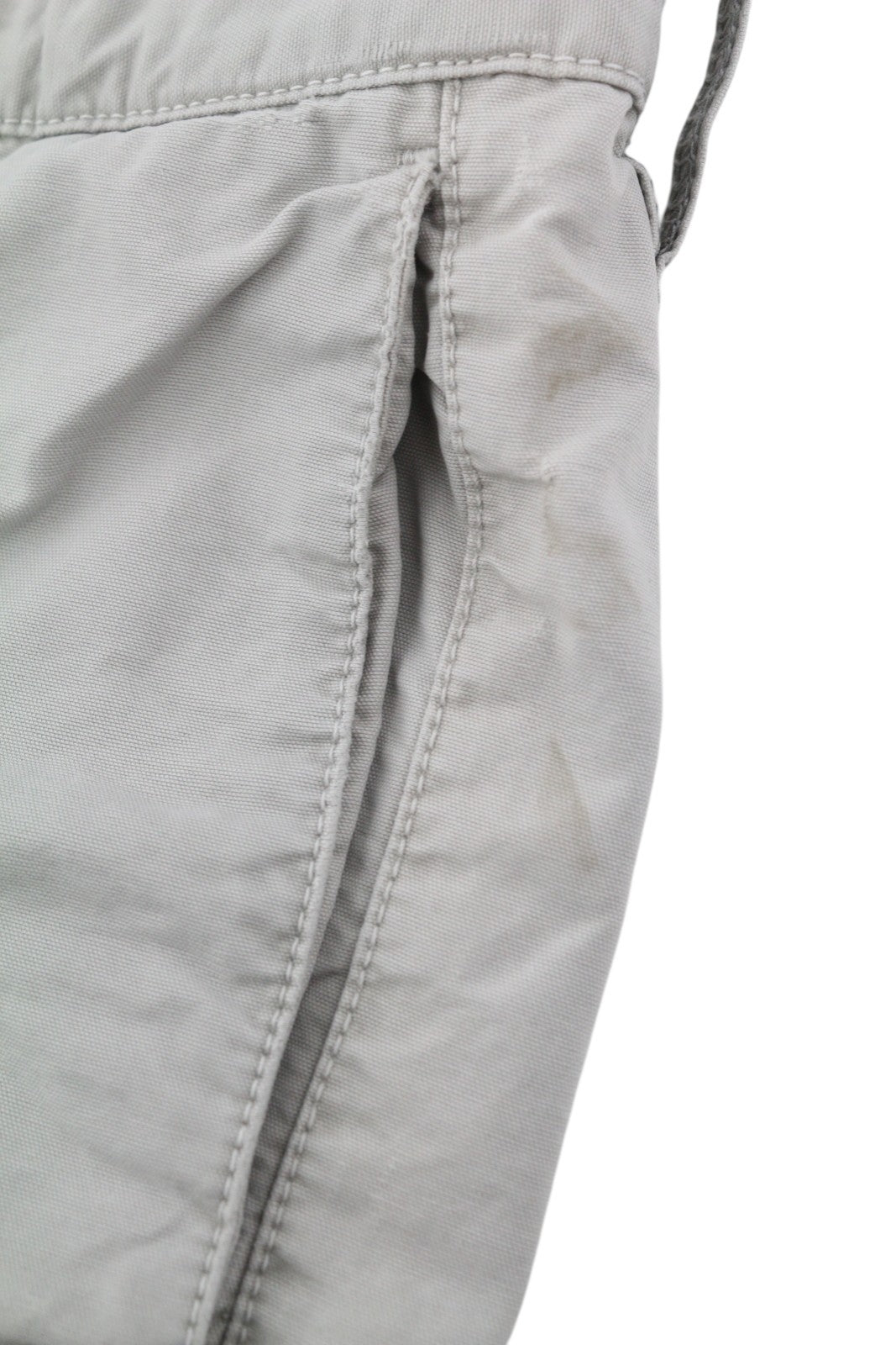 NUDIE JEANS Khaki spalvos įprastos vyriškos kelnės W32/L34 Organic Moon Dust Distressed 