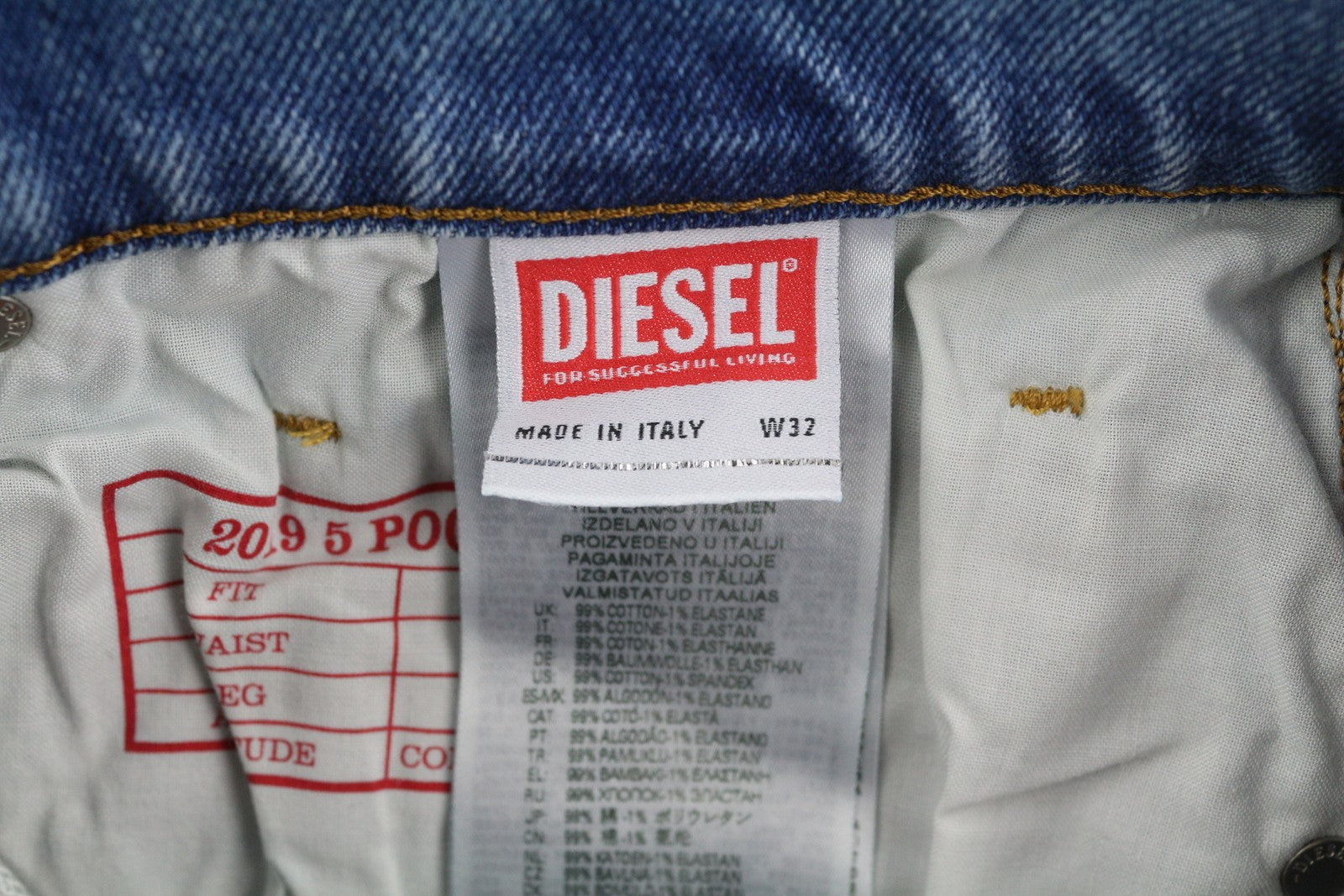 DIESEL 2019 D-Strukt 9C08L vyriški džinsai W32/L30 mėlyni, išblukinti, skalbti, prigludę, RRP350