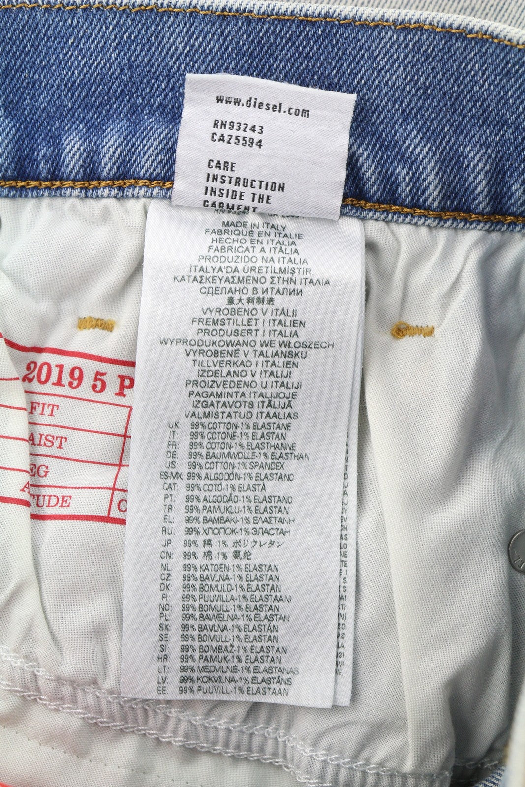 DIESEL 2019 D-Strukt 9C08L vyriški džinsai W32/L30 mėlyni, išblukinti, skalbti, prigludę, RRP350