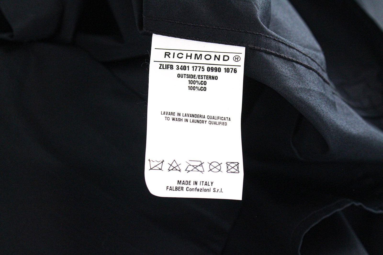 RICHMOND vyriški marškiniai L dydžio, juodi, grynos medvilnės, dizainerio su sagomis, formalūs poplininiai marškiniai 