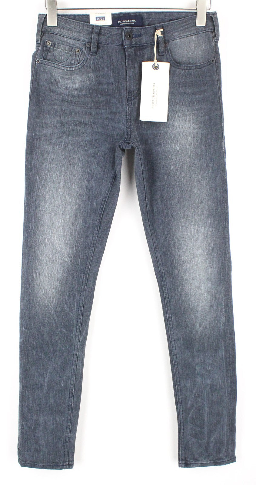 SCOTCH &amp; SODA Skim vyriški džinsai W28/L32 aptempti, tamprūs, vidutinio liemens, klasikinės mėlynos spalvos