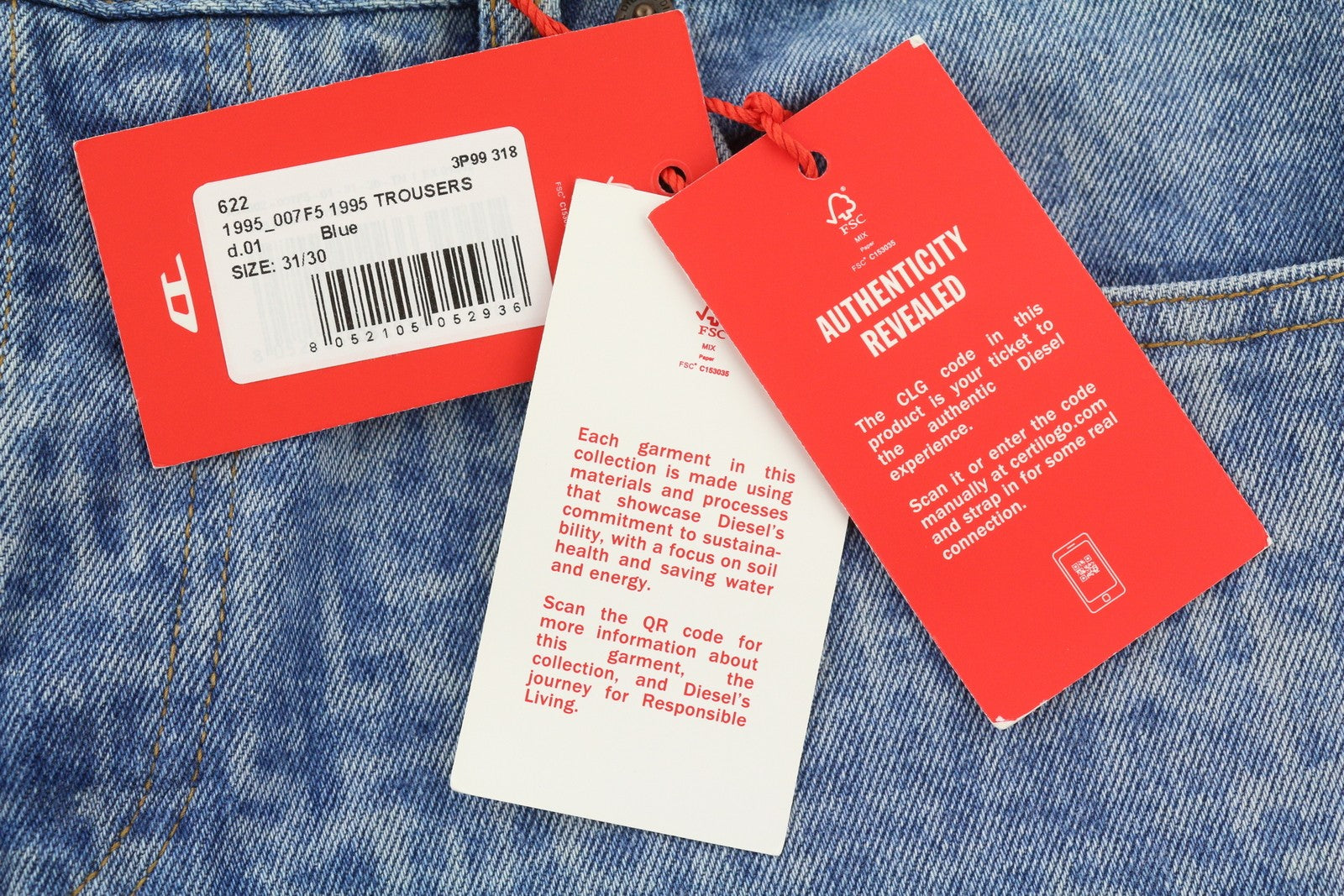 DIESEL 1995 007F5 Men Jeans W31/L30 Slim Fit Straight Leg Logo Print RRP€250