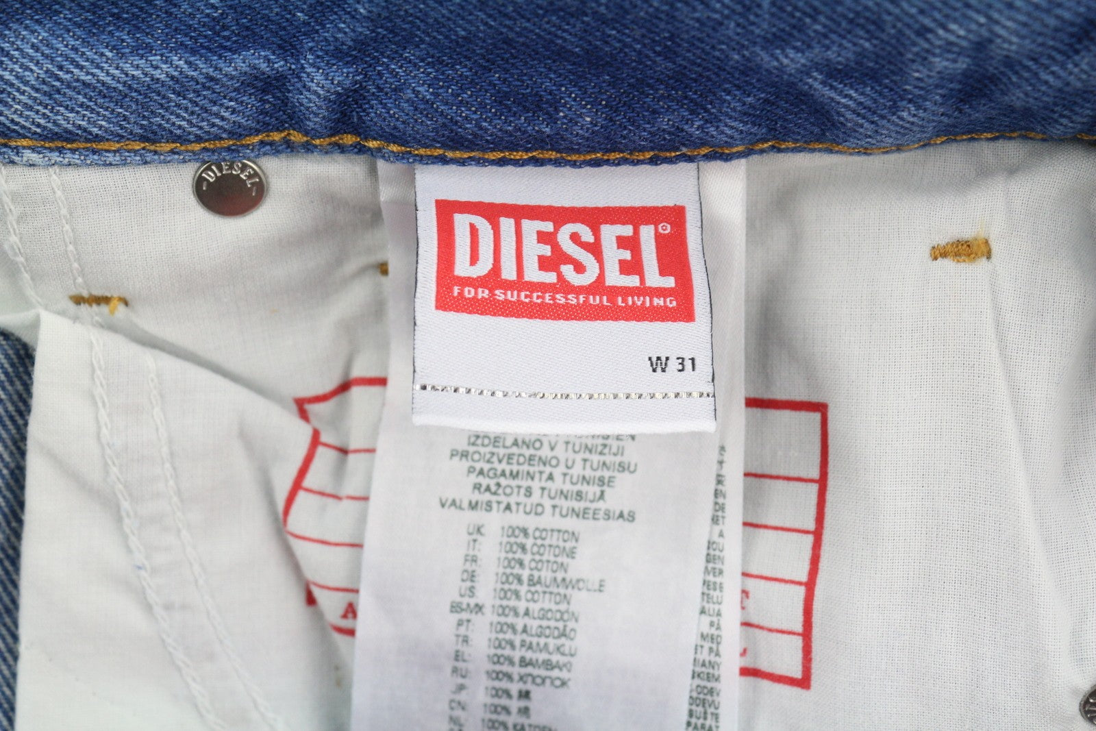 DIESEL 1995 007F5 Men Jeans W31/L30 Slim Fit Straight Leg Logo Print RRP€250