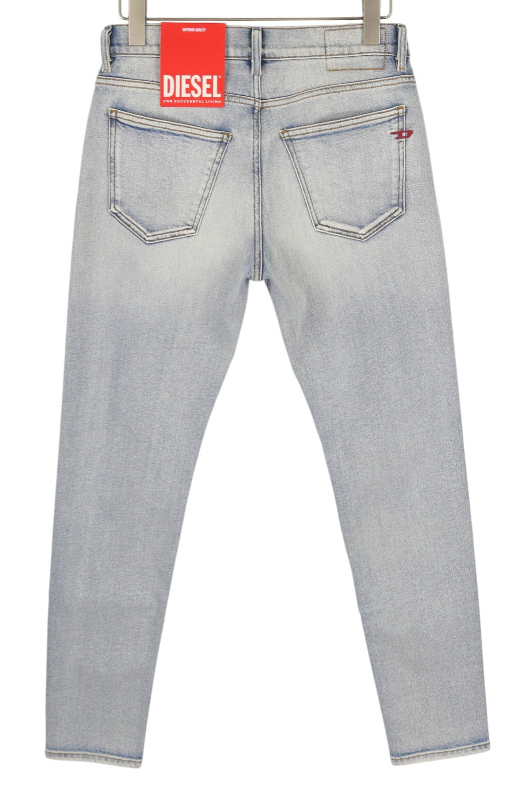 DIESEL 2019 D-Strukt 9C08L vyriški džinsai W30/L30 mėlyni, išblukinti, skalbti, prigludę, kaina – 350 USD 