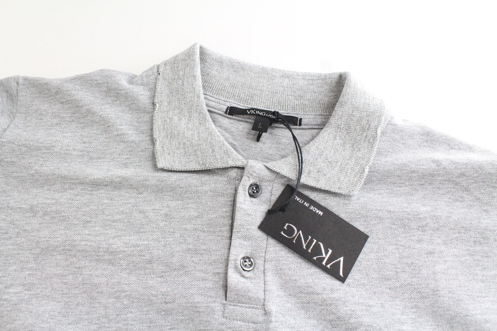 VKING vyriški L dydžio šviesiai pilki tamprūs medvilniniai polo marškinėliai su džersio mišinio raštu 