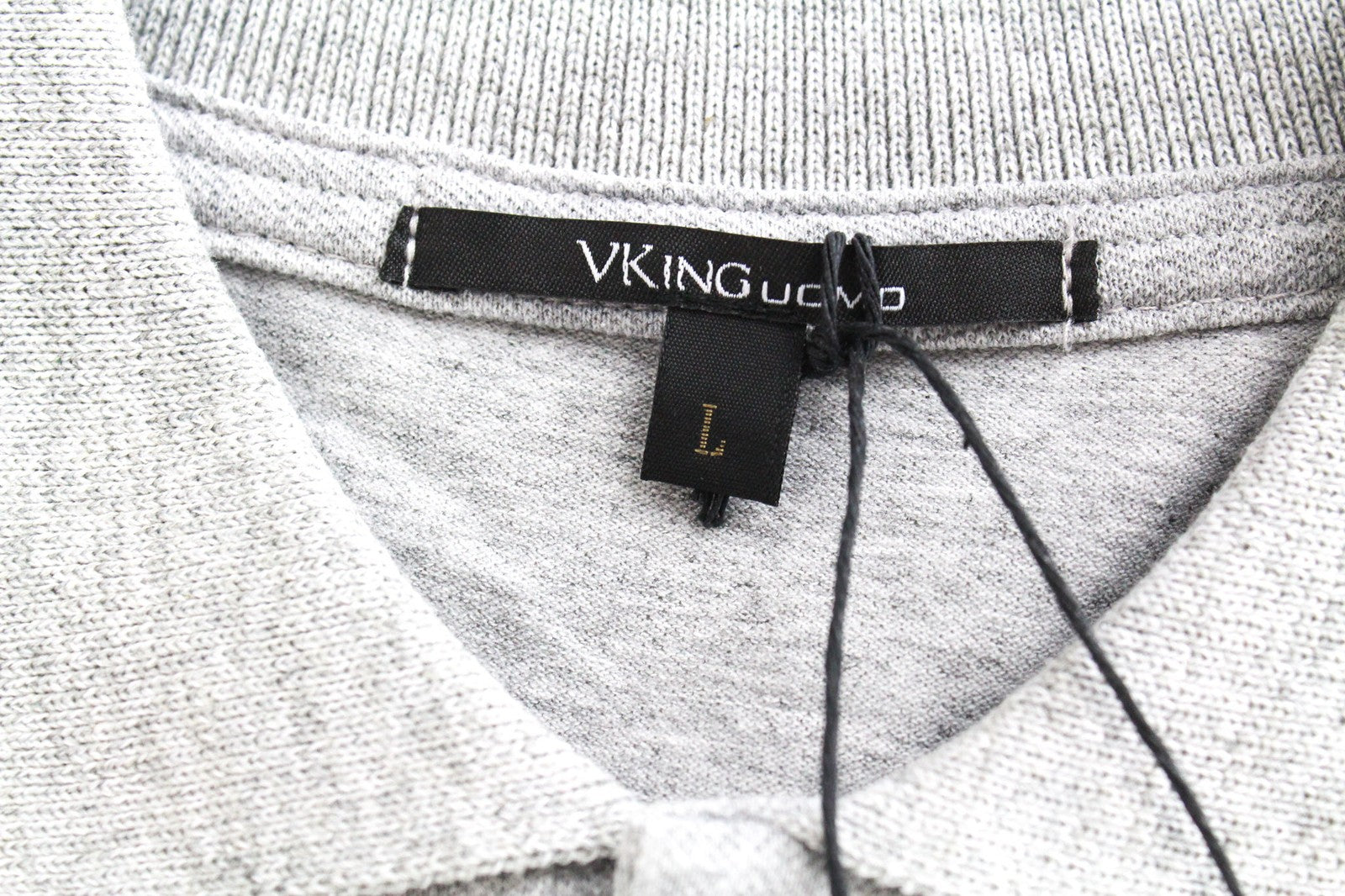 VKING vyriški L dydžio šviesiai pilki tamprūs medvilniniai polo marškinėliai su džersio mišinio raštu 