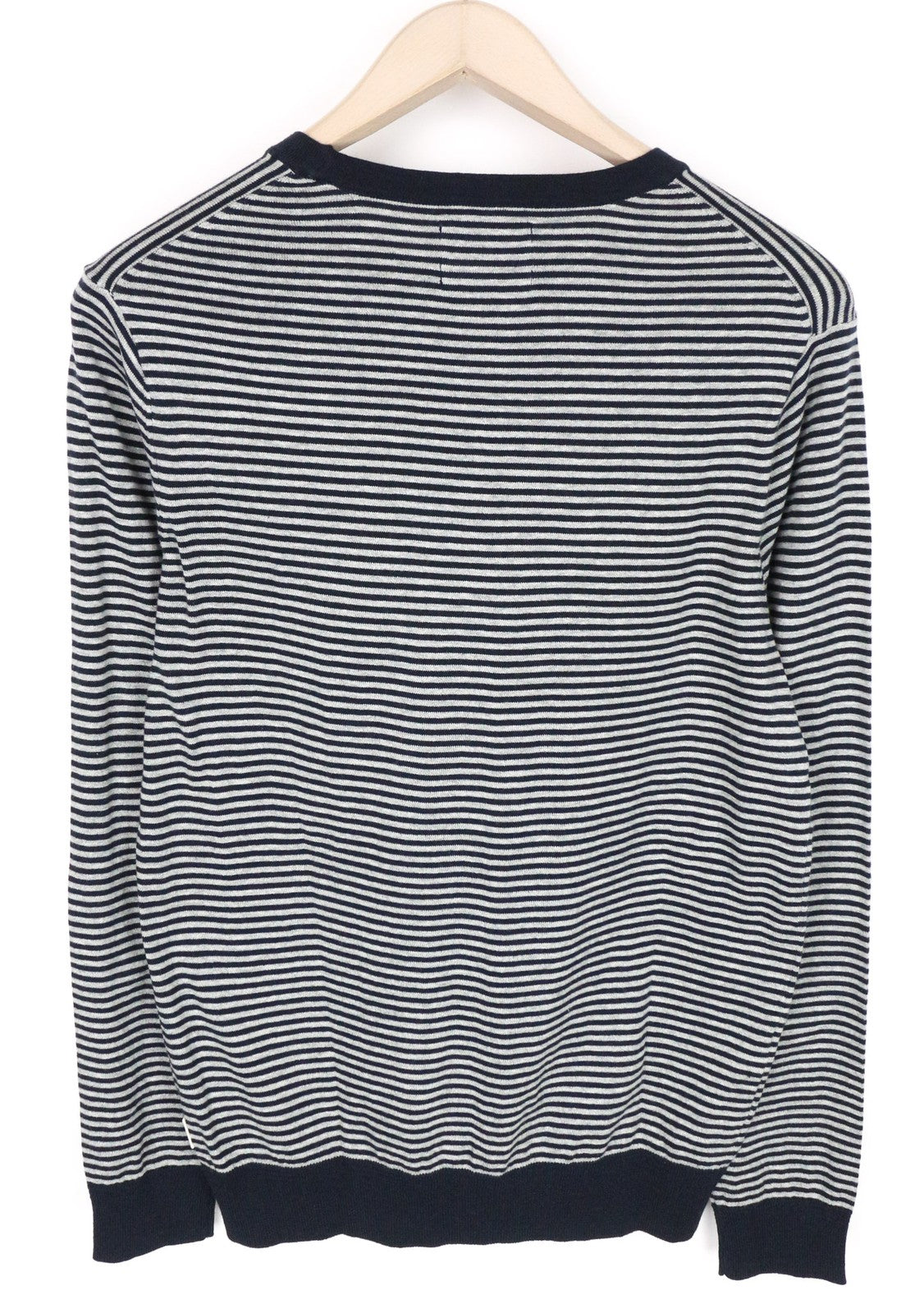DESIGUAL Ams Blauw Men's Sweatshirt S Navy Grey Striped Pattern Long Sleeve