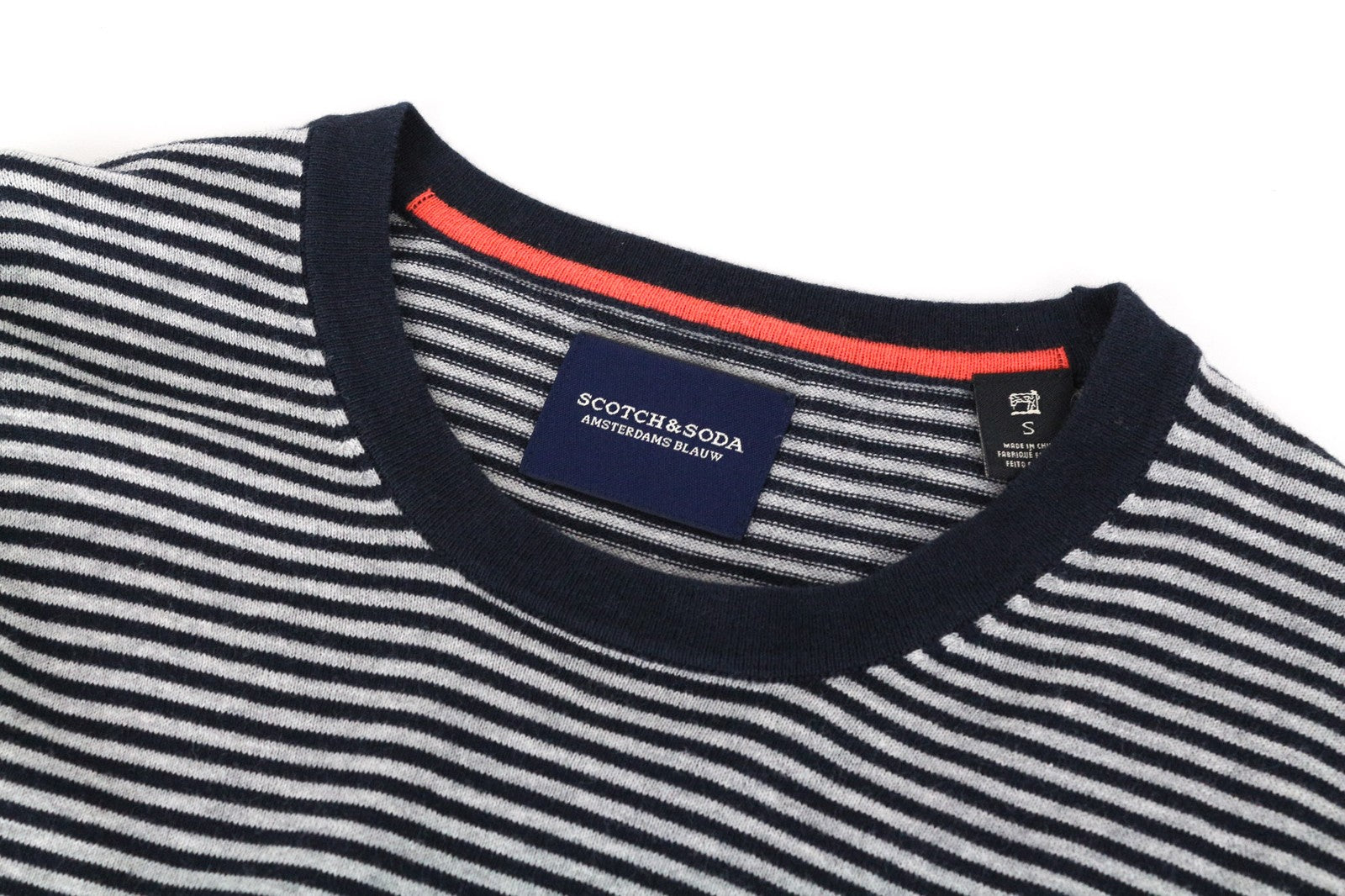 DESIGUAL Ams Blauw Men's Sweatshirt S Navy Grey Striped Pattern Long Sleeve