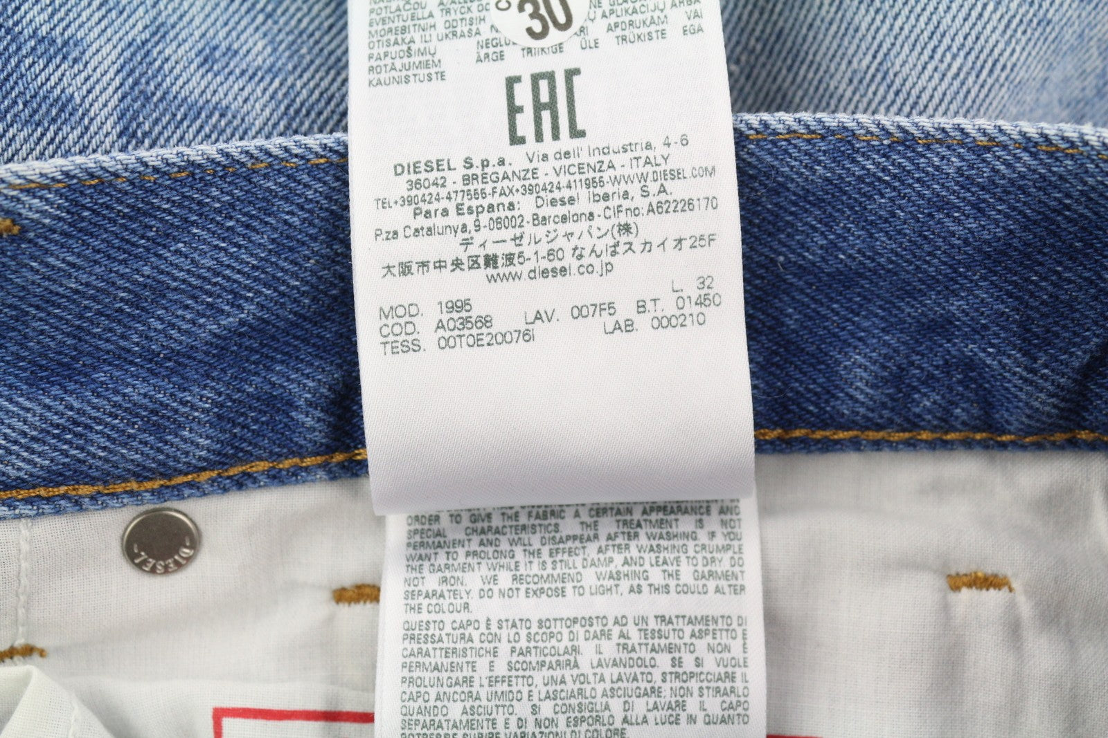 DIESEL 1995 007F5 vyriški džinsai W33/L32 Slim Fit tiesaus kirpimo raštuoti RRP 250 € 