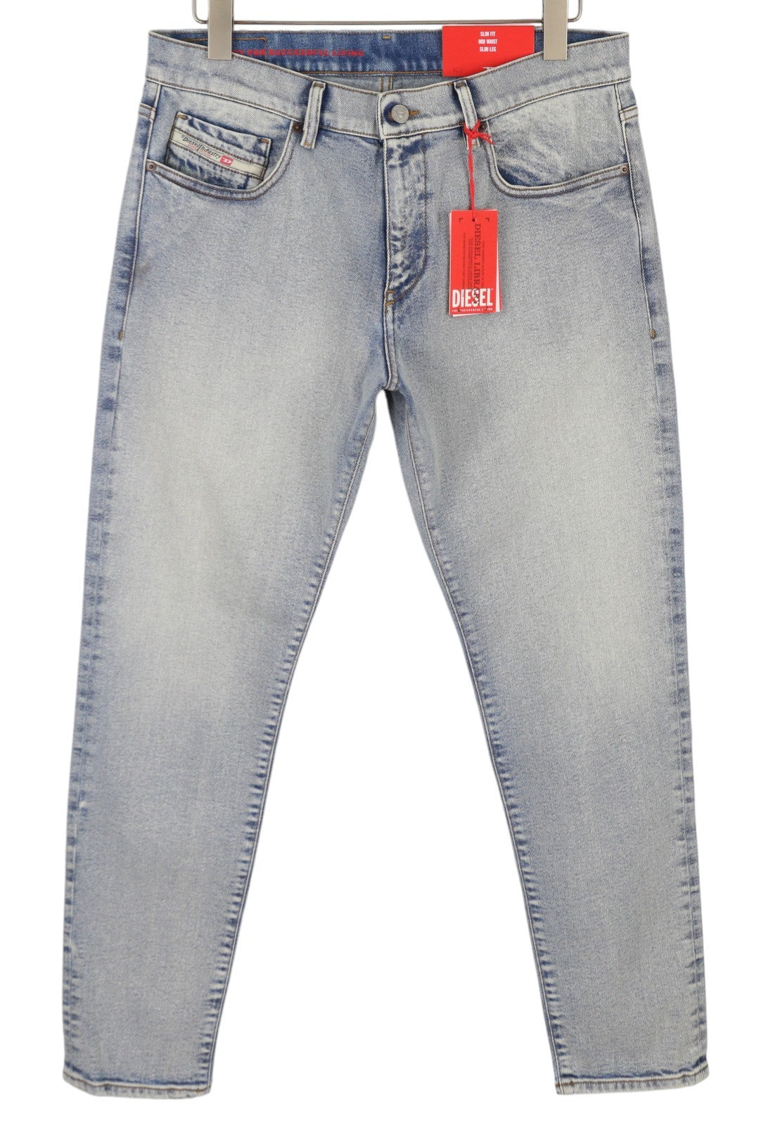 DIESEL 2019 D-Strukt 9C08L Men Jeans W33/L32 Blue Faded Washed Slim Fit RRP$350