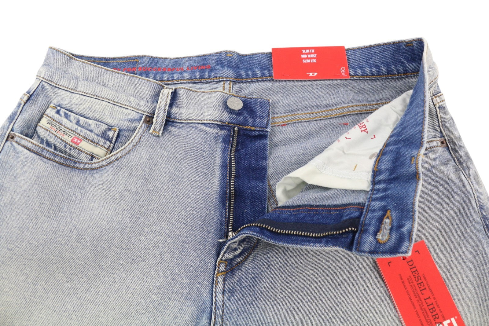 DIESEL 2019 D-Strukt 9C08L Men Jeans W33/L32 Blue Faded Washed Slim Fit RRP$350