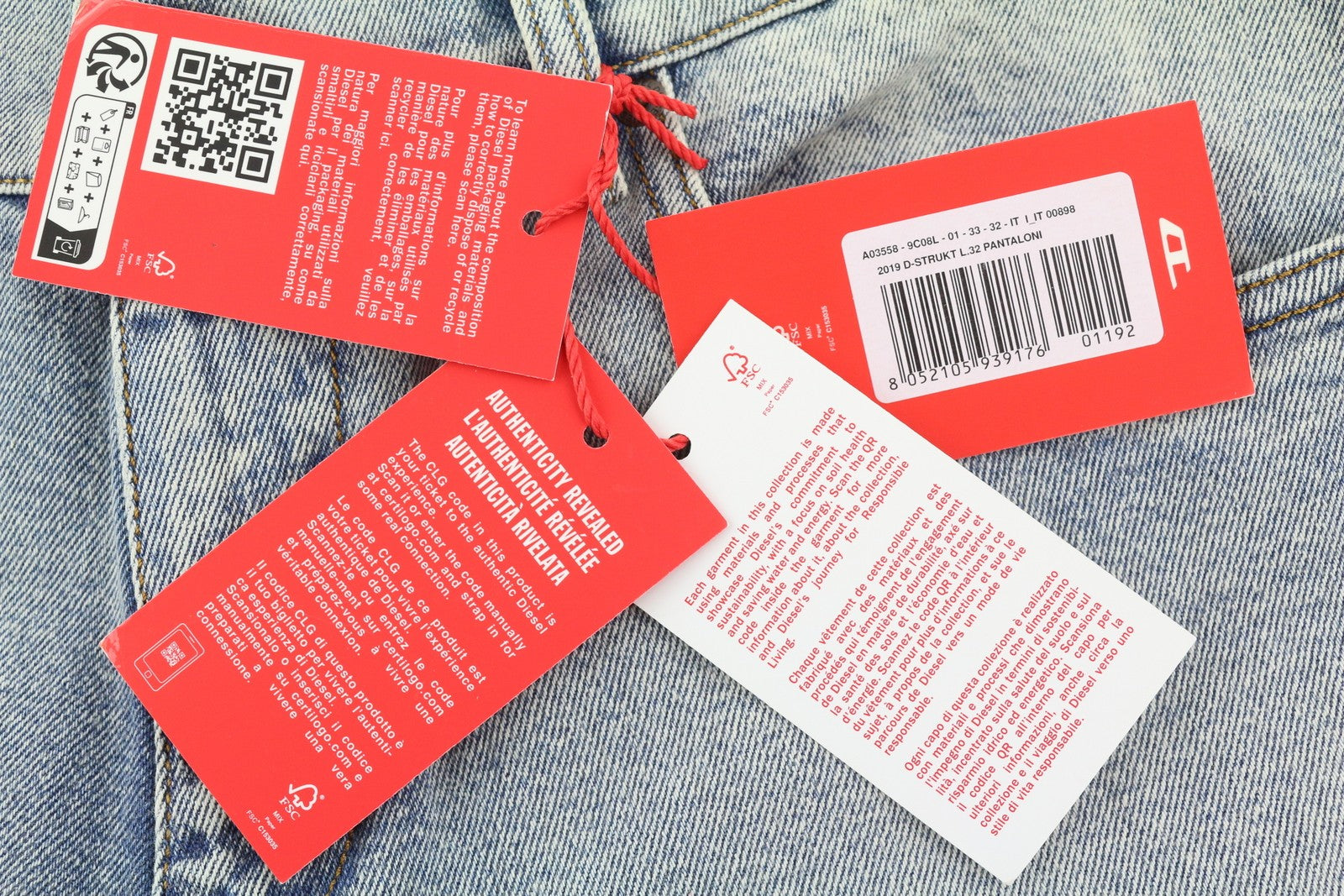 DIESEL 2019 D-Strukt 9C08L Men Jeans W33/L32 Blue Faded Washed Slim Fit RRP$350