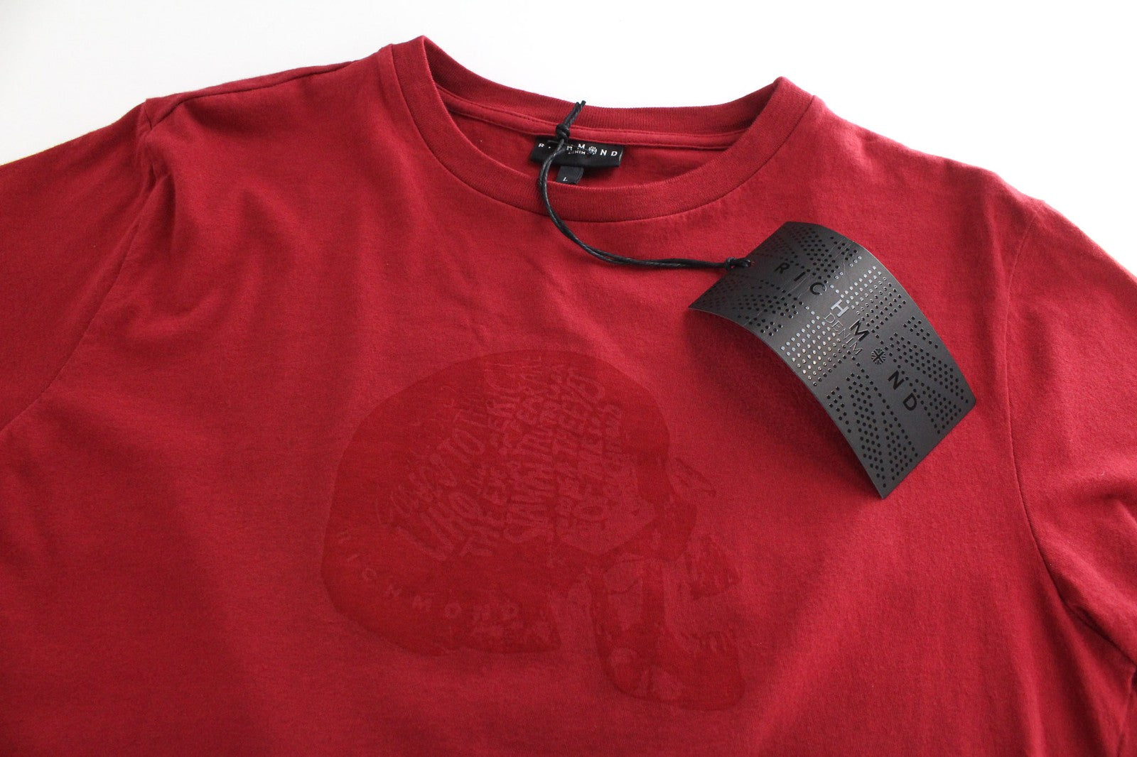 RICHMOND vyriški L dydžio grynos medvilnės marškinėliai su kaukolės raštu ir džersio marškinėliais 