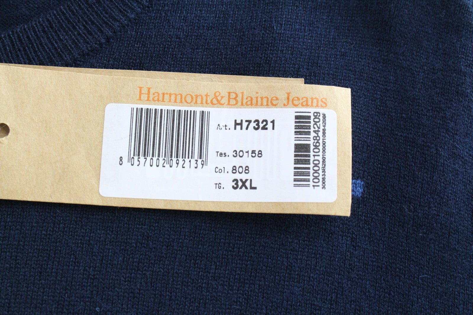 HARMONT &amp; BLAINE vyriškas megztinis su tamsiai mėlynu vilnos mišinio megztiniu, gėlėtu raštu, apvalia apykakle. 3XL dydis 