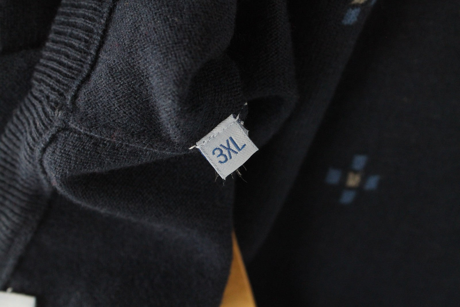 HARMONT &amp; BLAINE vyriškas megztinis su tamsiai mėlynu vilnos mišinio megztiniu, gėlėtu raštu, apvalia apykakle. 3XL dydis 