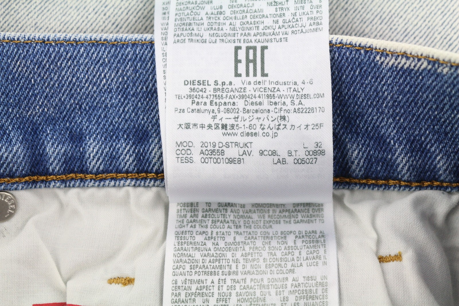 DIESEL 2019 D-Strukt 9C08L Men Jeans W31/L32 Blue Faded Washed Slim RRP$350