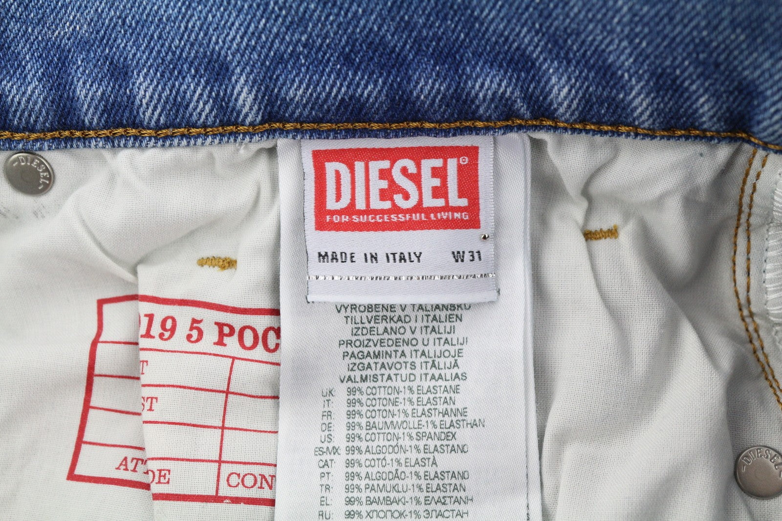 DIESEL 2019 D-Strukt 9C08L Men Jeans W31/L32 Blue Faded Washed Slim RRP$350