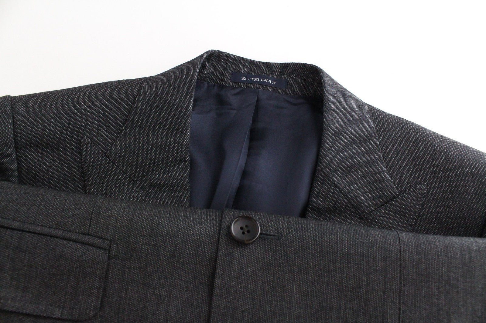 SUITSUPPLY Washington Men's Blazer UK36R Grey Wool Birdseye Check Slim Fit