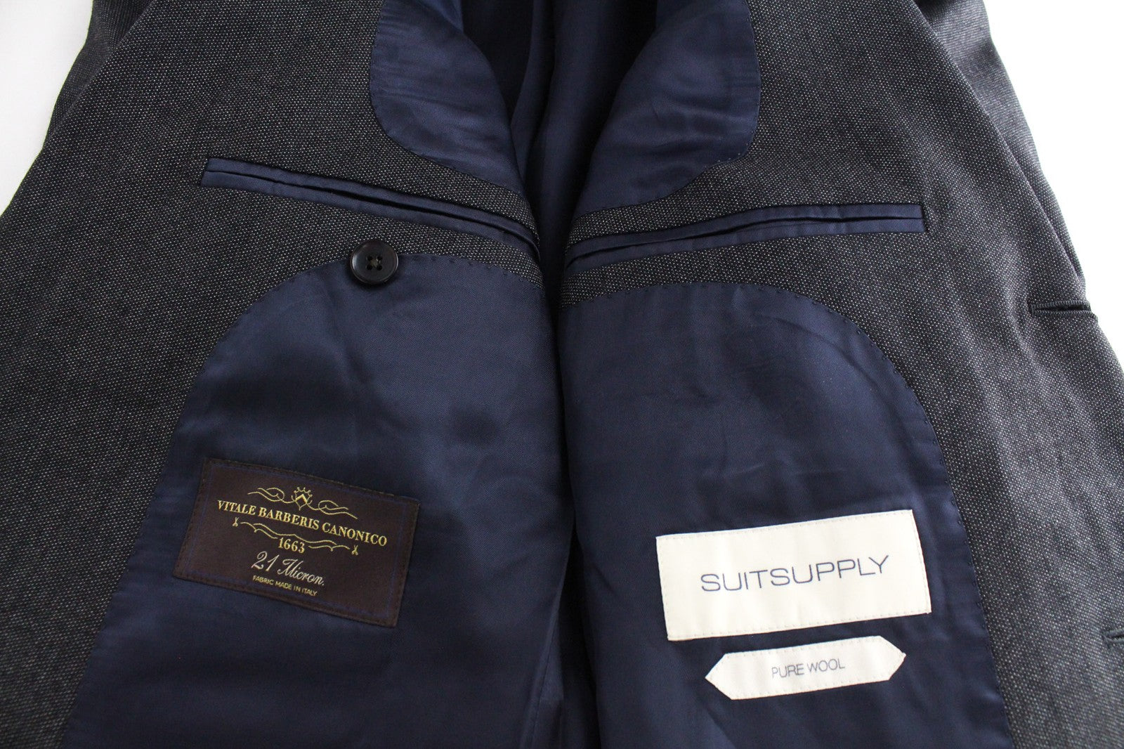 SUITSUPPLY Washington Men's Blazer UK36R Grey Wool Birdseye Check Slim Fit