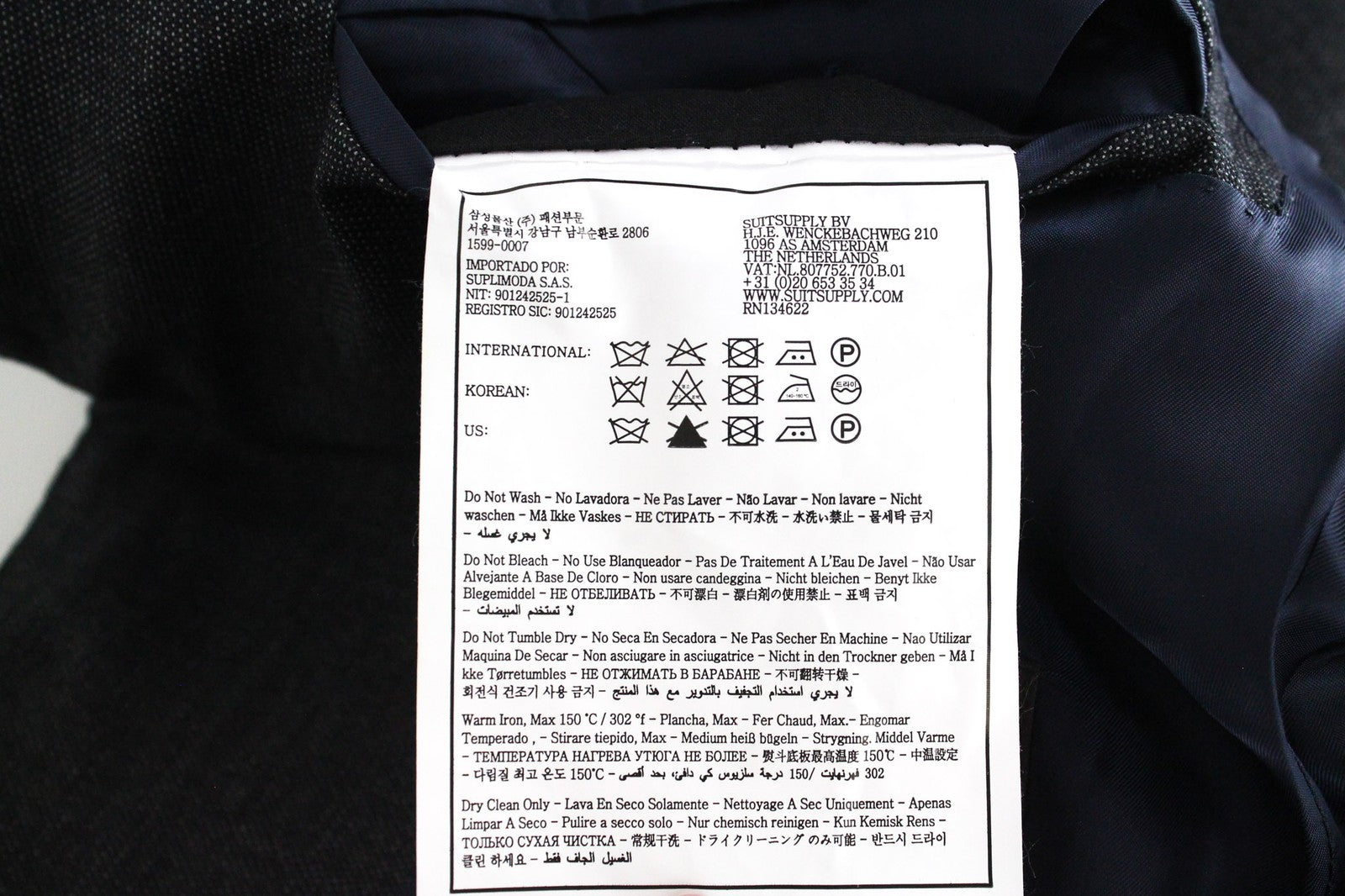 SUITSUPPLY Washington Men's Blazer UK36R Grey Wool Birdseye Check Slim Fit