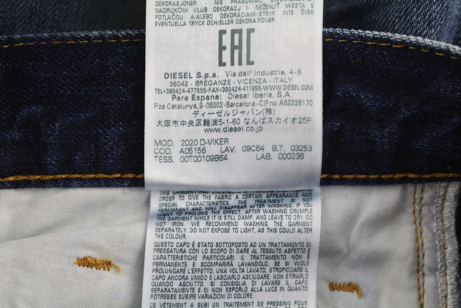 DIESEL 2020 D-Viker 09C64 Men Jeans W28/L32 Blue Faded Regular Straight RRP€225