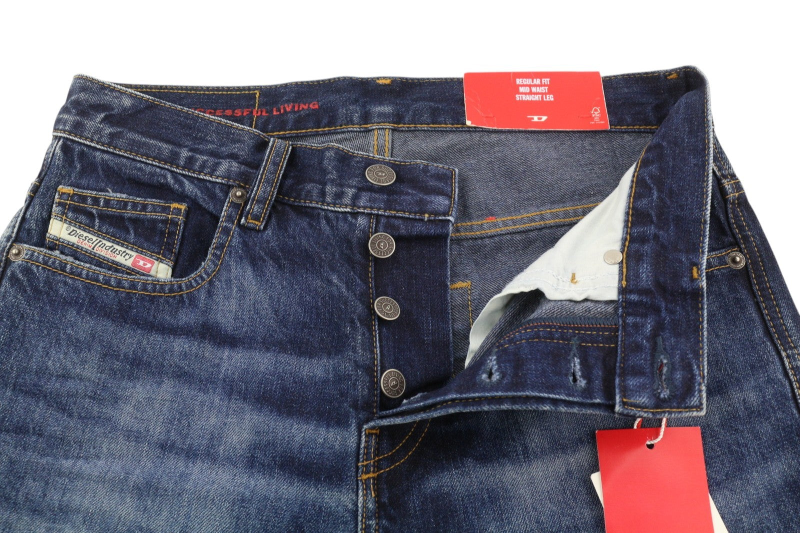 DIESEL 2020 D-Viker 09C64 Men Jeans W28/L32 Blue Faded Regular Straight RRP€225