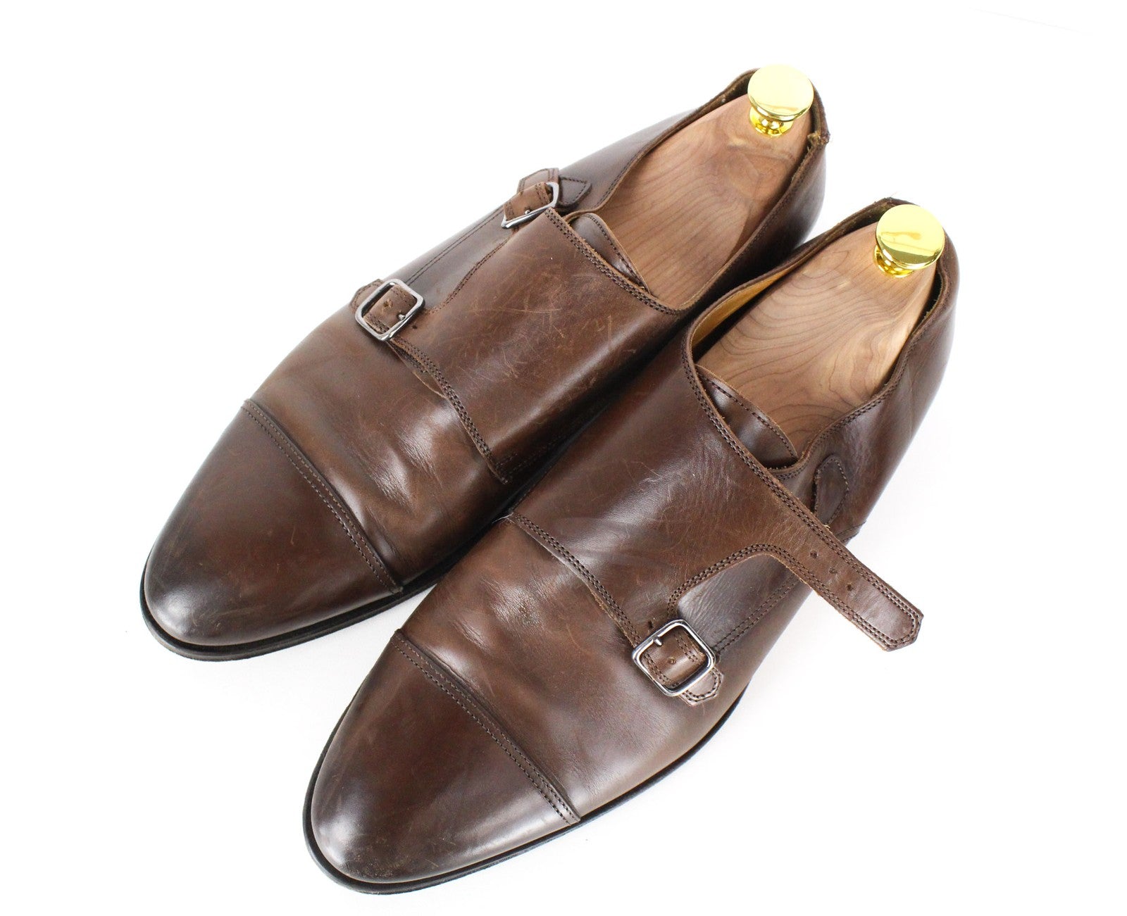 SUITSUPPLY Men's Shoes EU42.5 Double Monk Strap Classic Mid Brown Leather