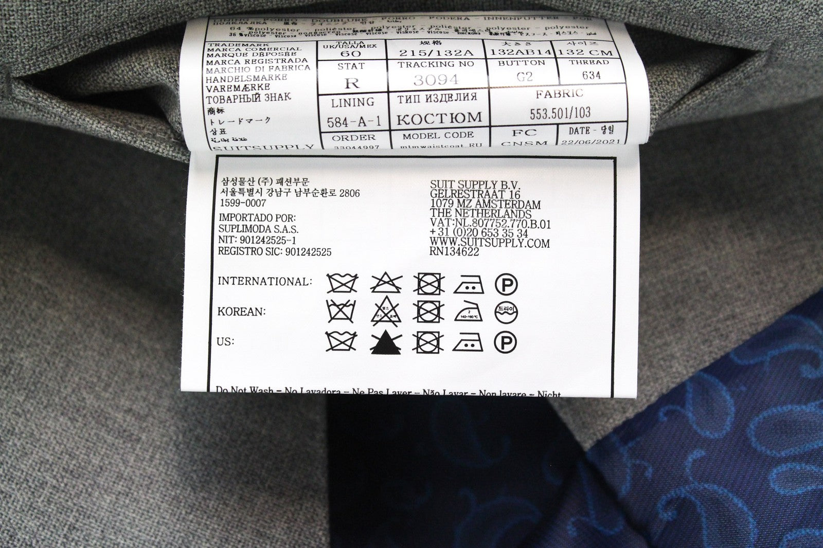 SUITSUPPLY Ferrara vyriška liemenė UK60R pilka vilnonė plona liemenė su smailiu atvartu 