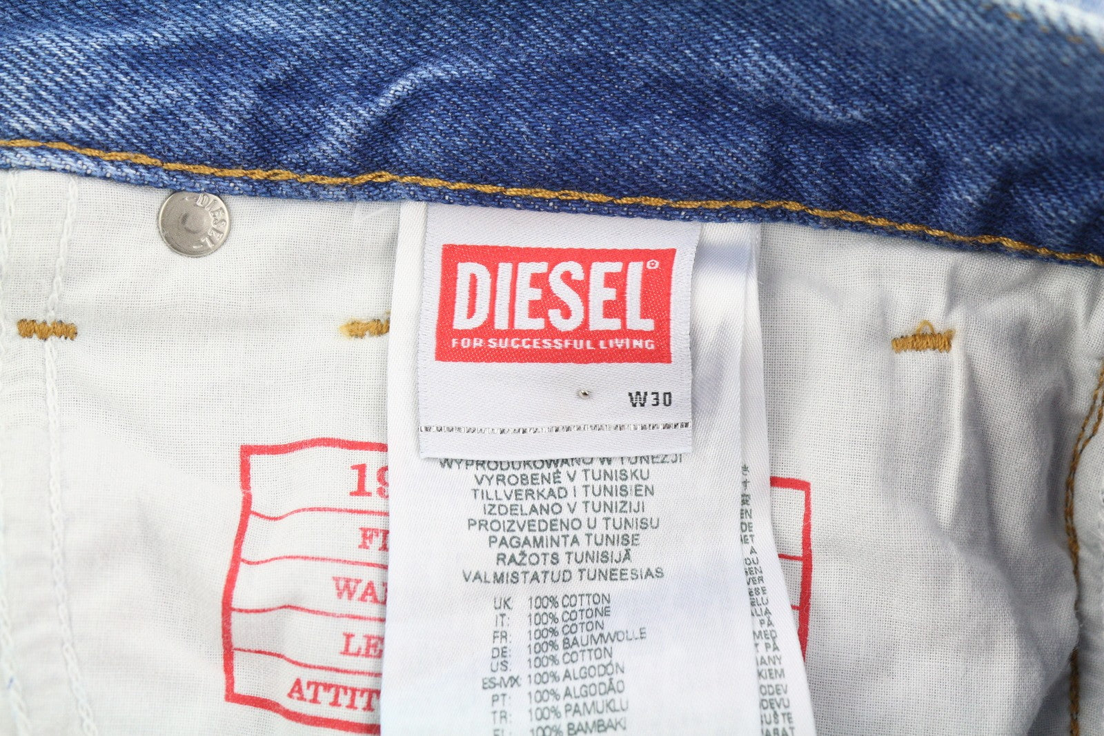 DIESEL 1995 007F5 vyriški džinsai W30/L30 Slim Fit tiesaus kirpimo raštuoti RRP 250 € 