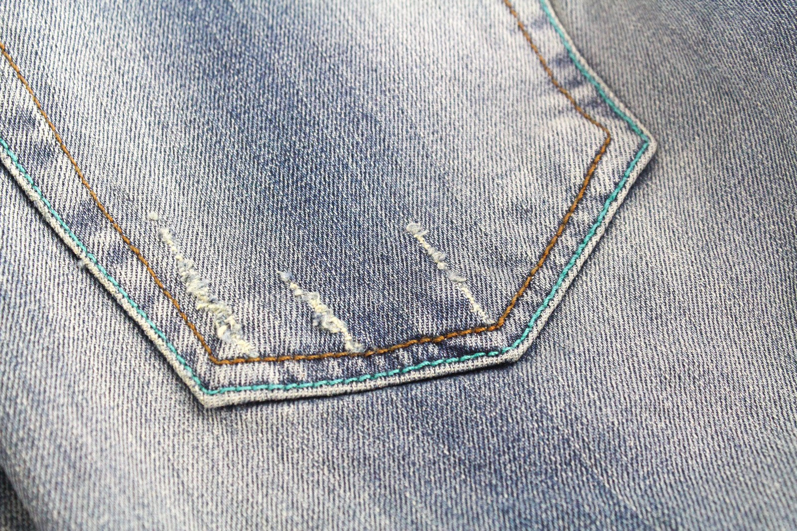 TAKESHY KUROSAWA TK75 Men's Jeans W34 Blue Distressed Stretch Button Fly Slim