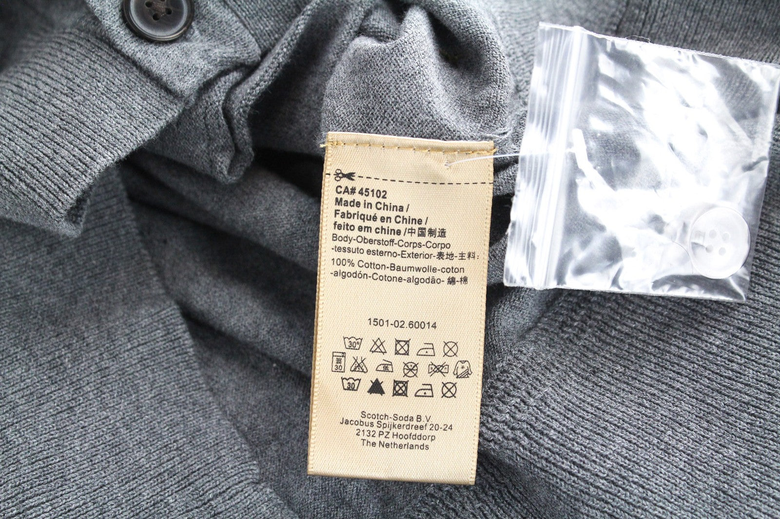 SCOTCH &amp; SODA vyriškas kardiganas S pilkas melanžas medvilninis plonas megztas V formos iškirpte su sagomis 