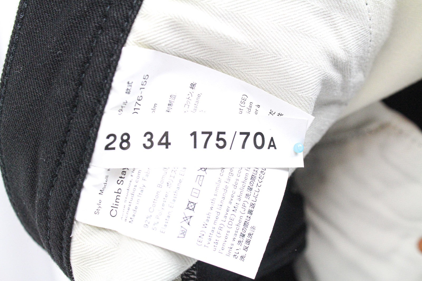 ACNE STUDIOS Climb Women's Jeans W28/L34 Black Denim Skinny Zip Fly Stretch Fit