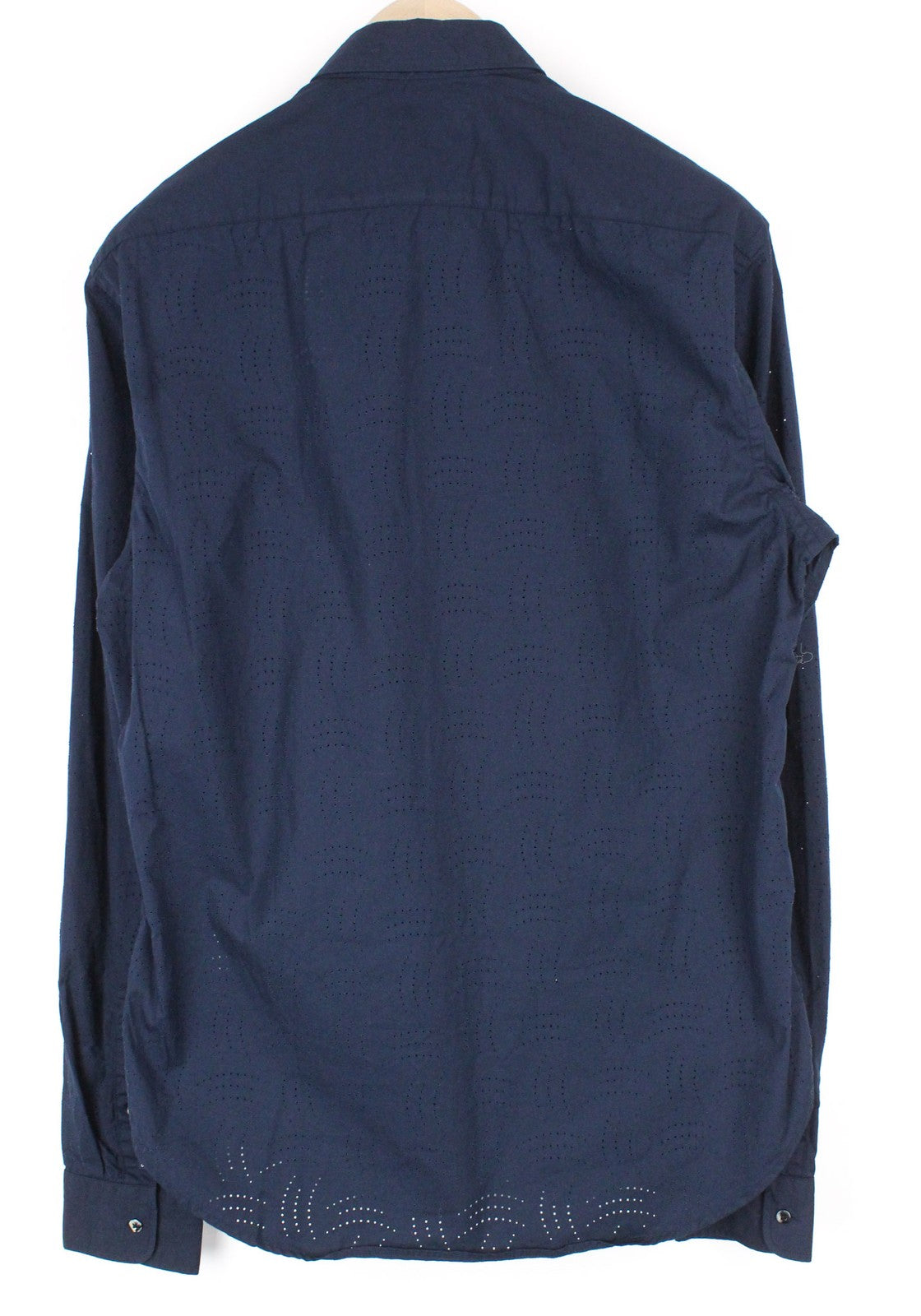 SCOTCH &amp; SODA vyriški marškinėliai ~M tamsiai mėlyni medvilniniai raštuoti laisvalaikio marškinėliai su sagomis užsegama apykakle 