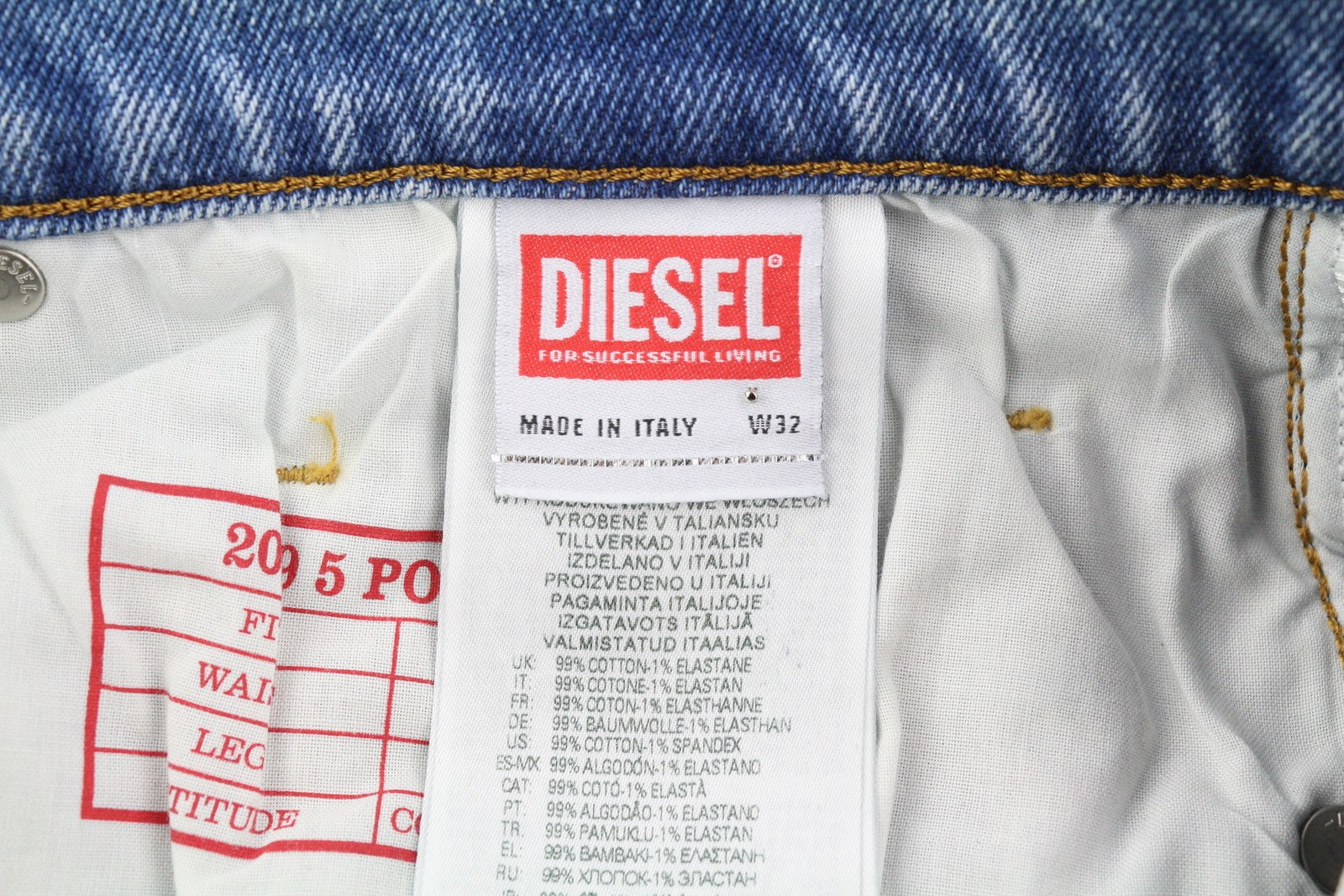 DIESEL 2019 D-Strukt 9C08L vyriški džinsai W32/L32 mėlyni, išblukinti, skalbti, prigludę, kaina – 350 USD 