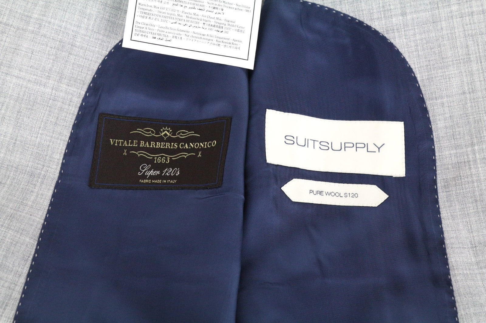 SUITSUPPLY Havana Suit UK40L Grey Melange Wool S120s 2Pc Slim Patch Style