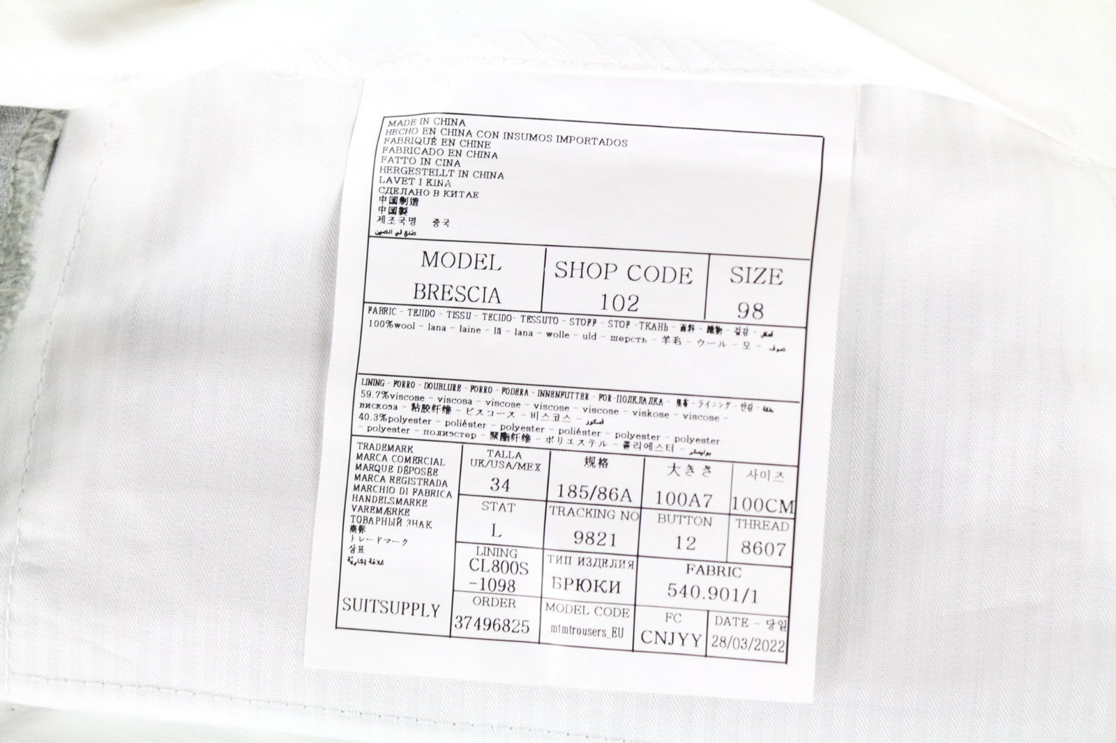 SUITSUPPLY Havana Suit UK40L Grey Melange Wool S120s 2Pc Slim Patch Style