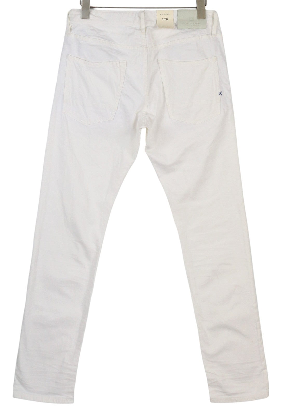 SCOTCH & SODA Ralston Men Jeans W32/L32 White Slim Fit Button Fly Logo Denim
