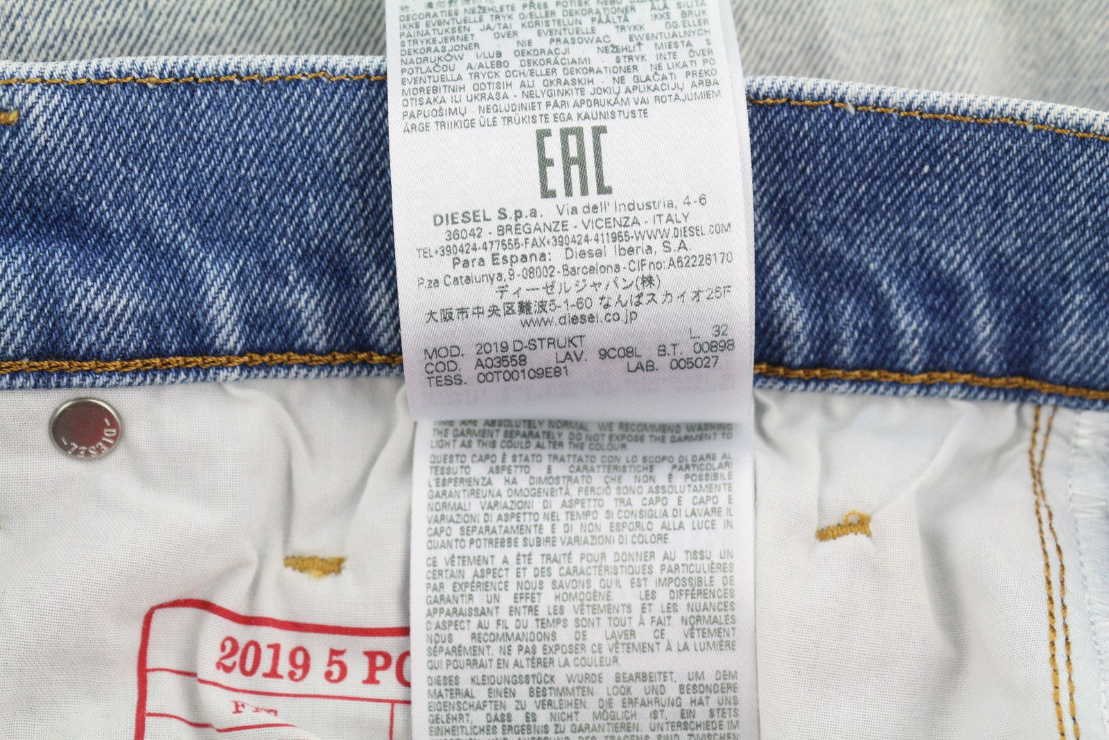 DIESEL 2019 D-Strukt 9C08L Men Jeans W30/L32 Blue Faded Washed Slim Fit RRP$350