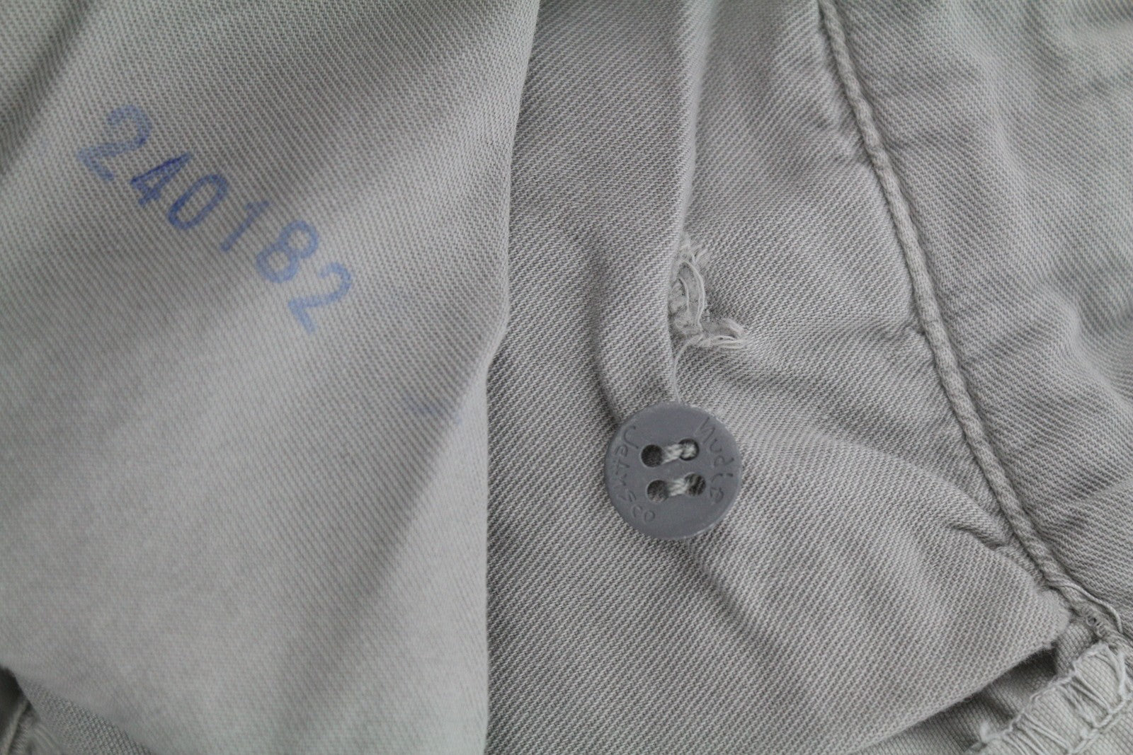 NUDIE JEANS Khaki spalvos įprastos vyriškos kelnės W32/L34 Gey Moon Dust Distress Ripped 