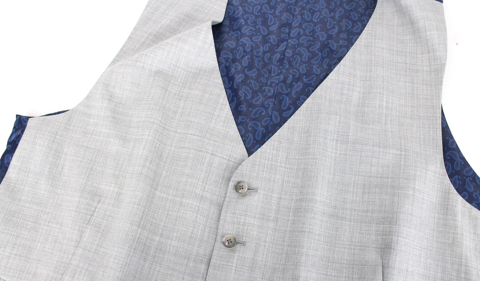 SUITSUPPLY Ferrara Waistcoat UK56R Grey Melange Wool Slim V-Neck Dress Vest