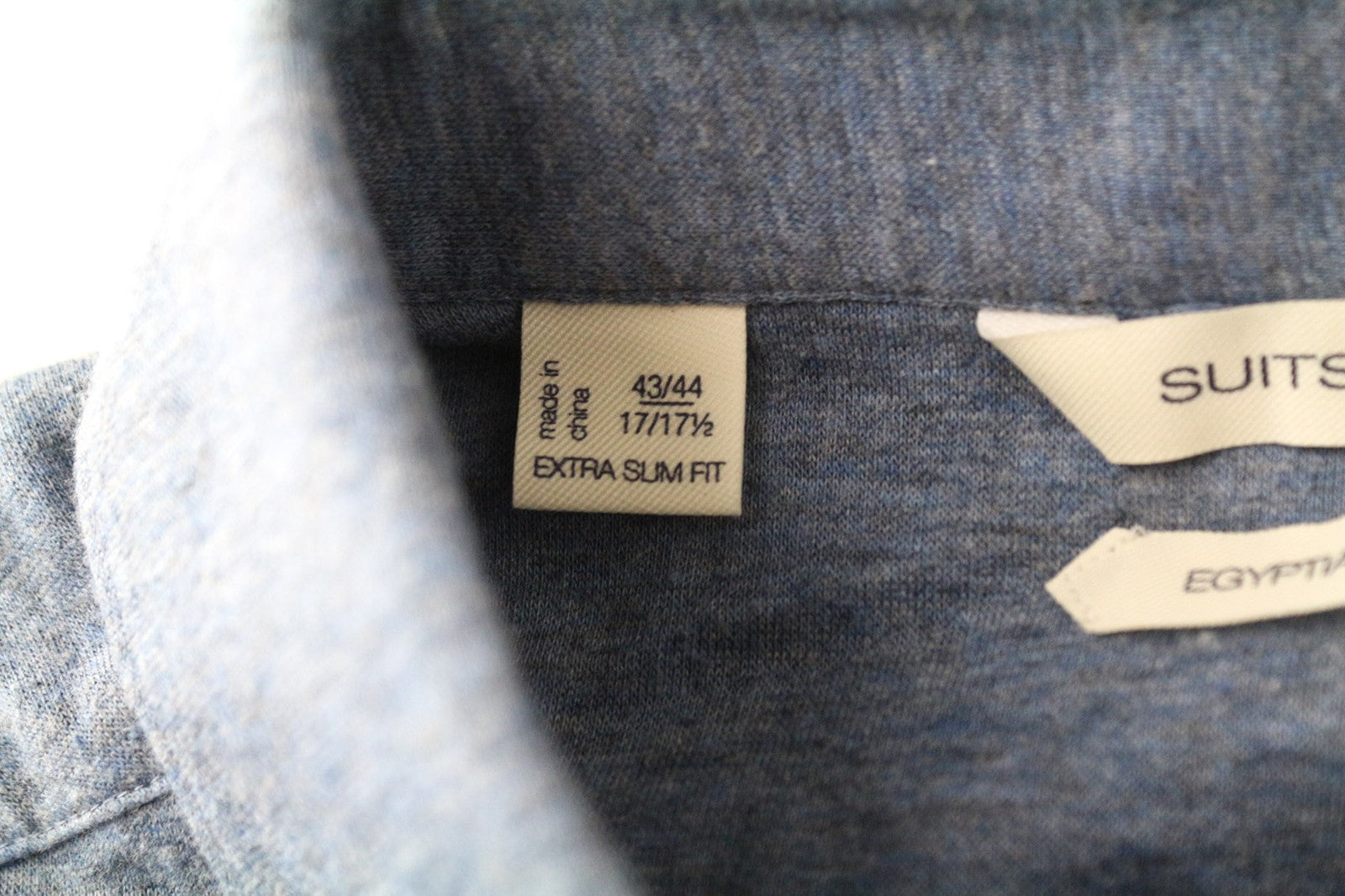 SUITSUPPLY marškinėliai 43/17/44/17.5 Mėlyni ploni polo Extra Egyptian Cotton Formal Fit 