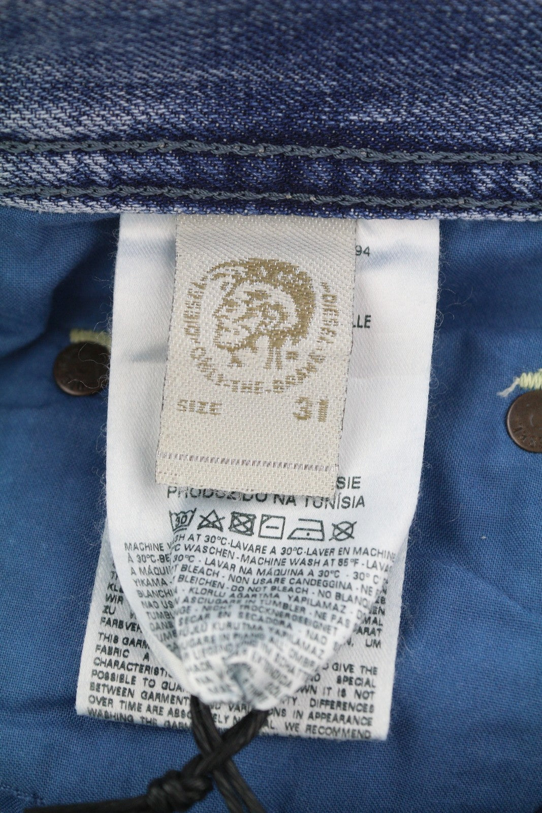 DIESEL Rhial 084FC vyriški džinsai W31/L32 mėlyni, išblukę, iki kulkšnių, Sim Carrot kirpimo 