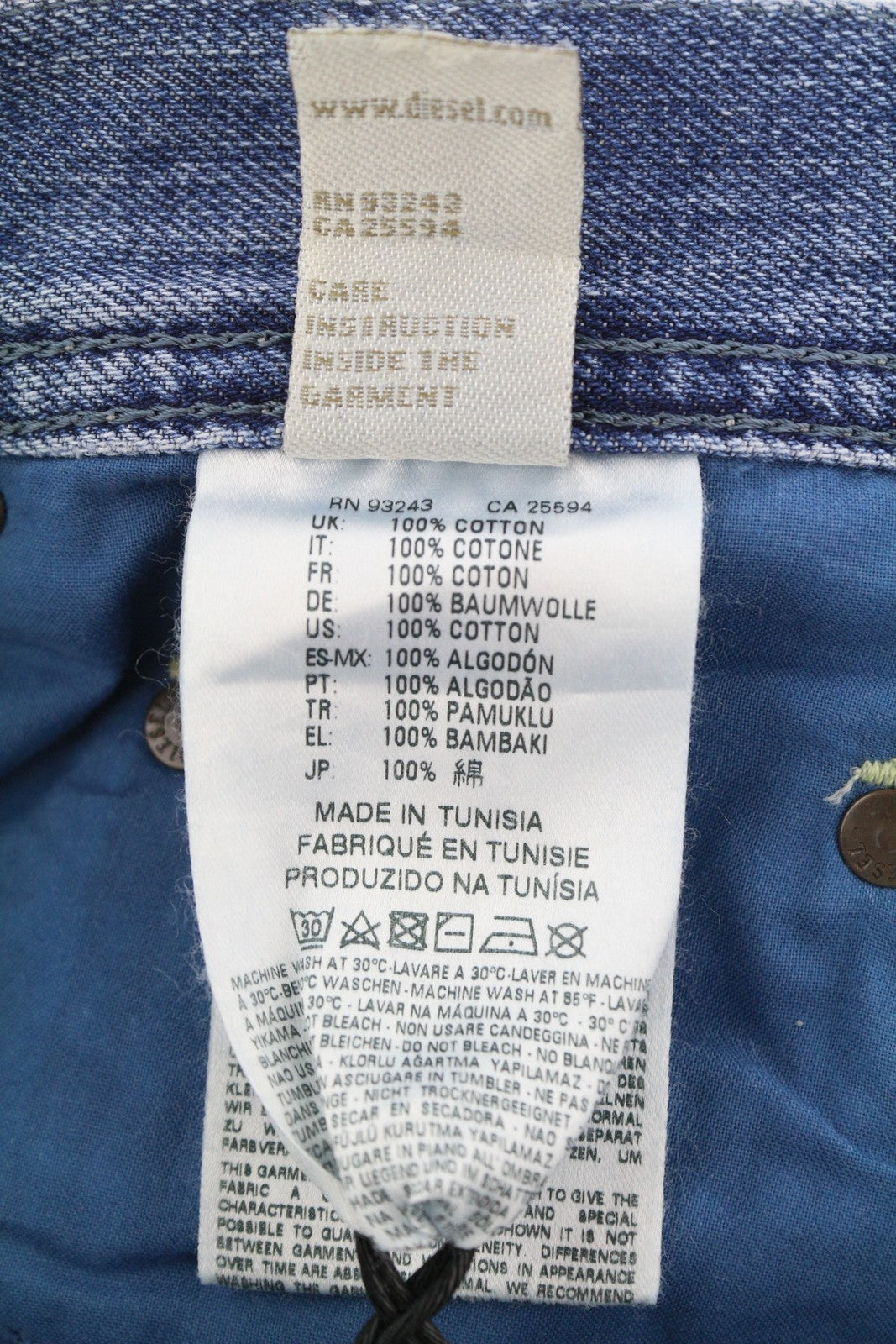 DIESEL Rhial 084FC vyriški džinsai W31/L32 mėlyni, išblukę, iki kulkšnių, Sim Carrot kirpimo 