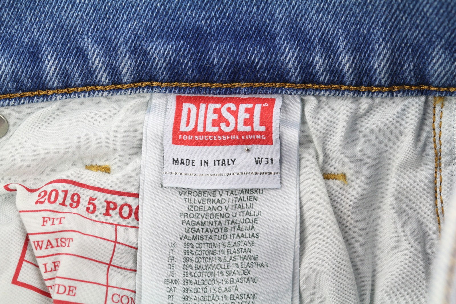 DIESEL 2019 D-Strukt 9C08L Men Jeans W31/L32 Blue Faded Washed Slim Fit RRP$350