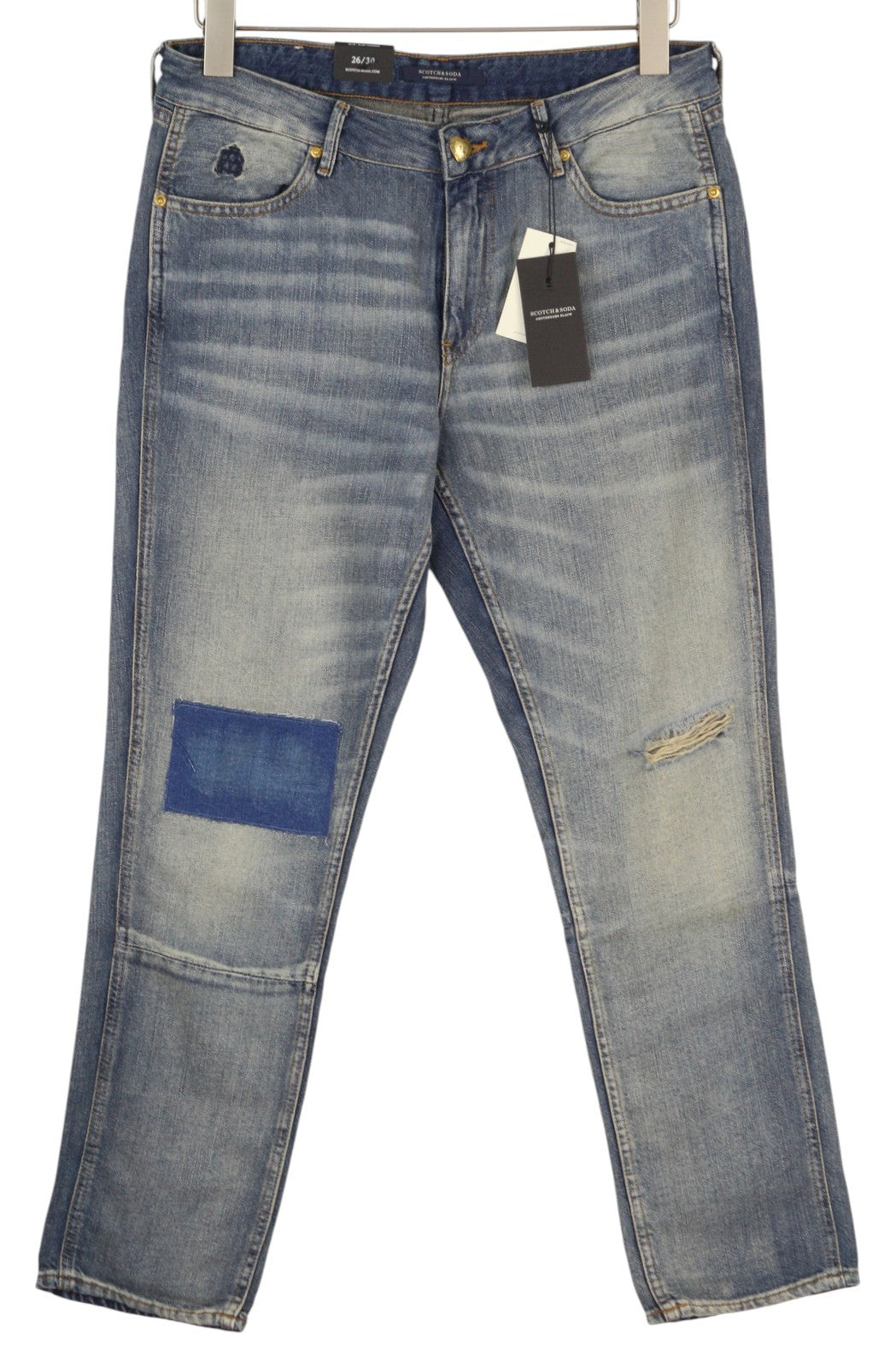 SCOTCH & SODA Bandit Men Jeans W26/L30 Linen Blend Distress Ankle Slim Tapered