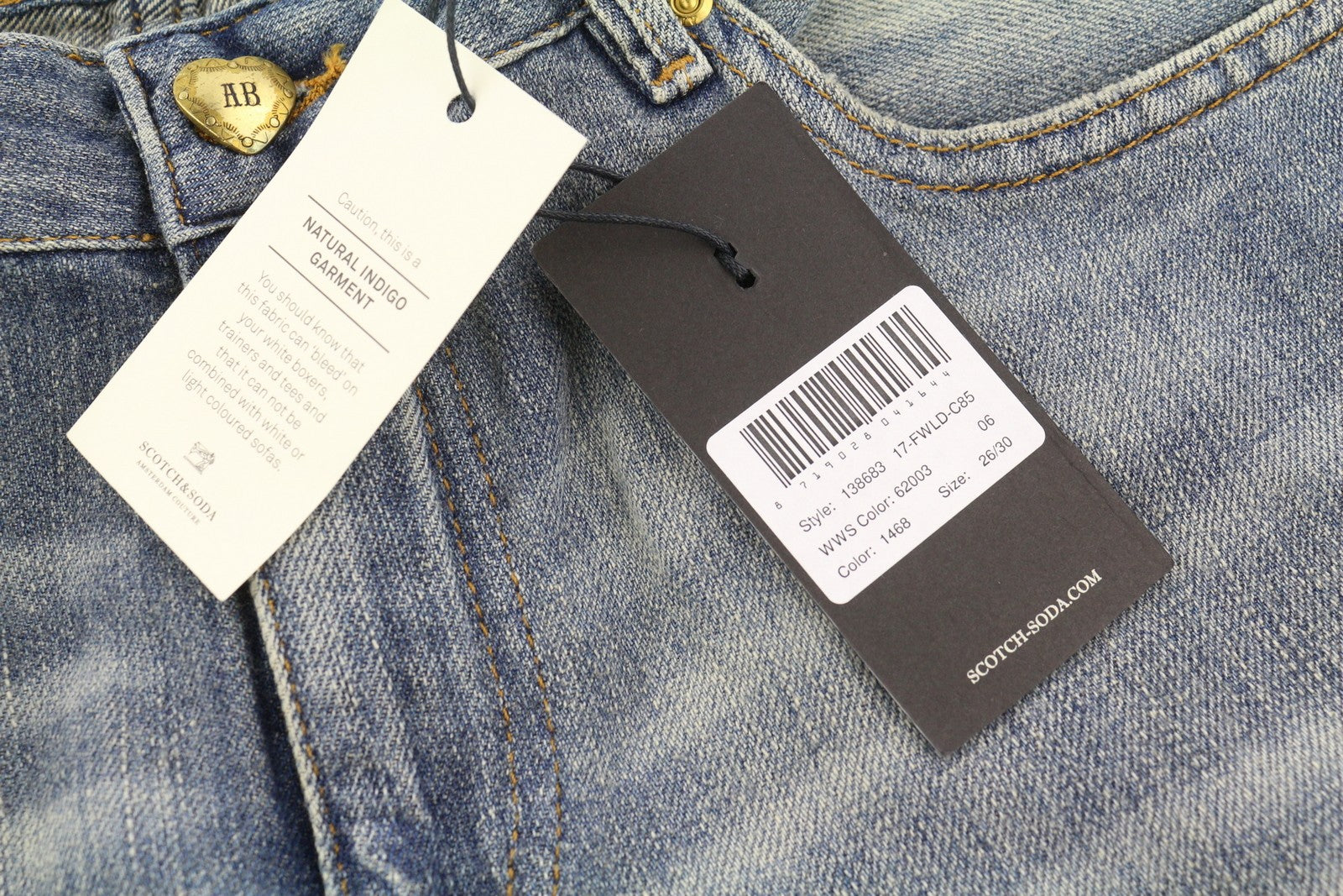 SCOTCH & SODA Bandit Men Jeans W26/L30 Linen Blend Distress Ankle Slim Tapered