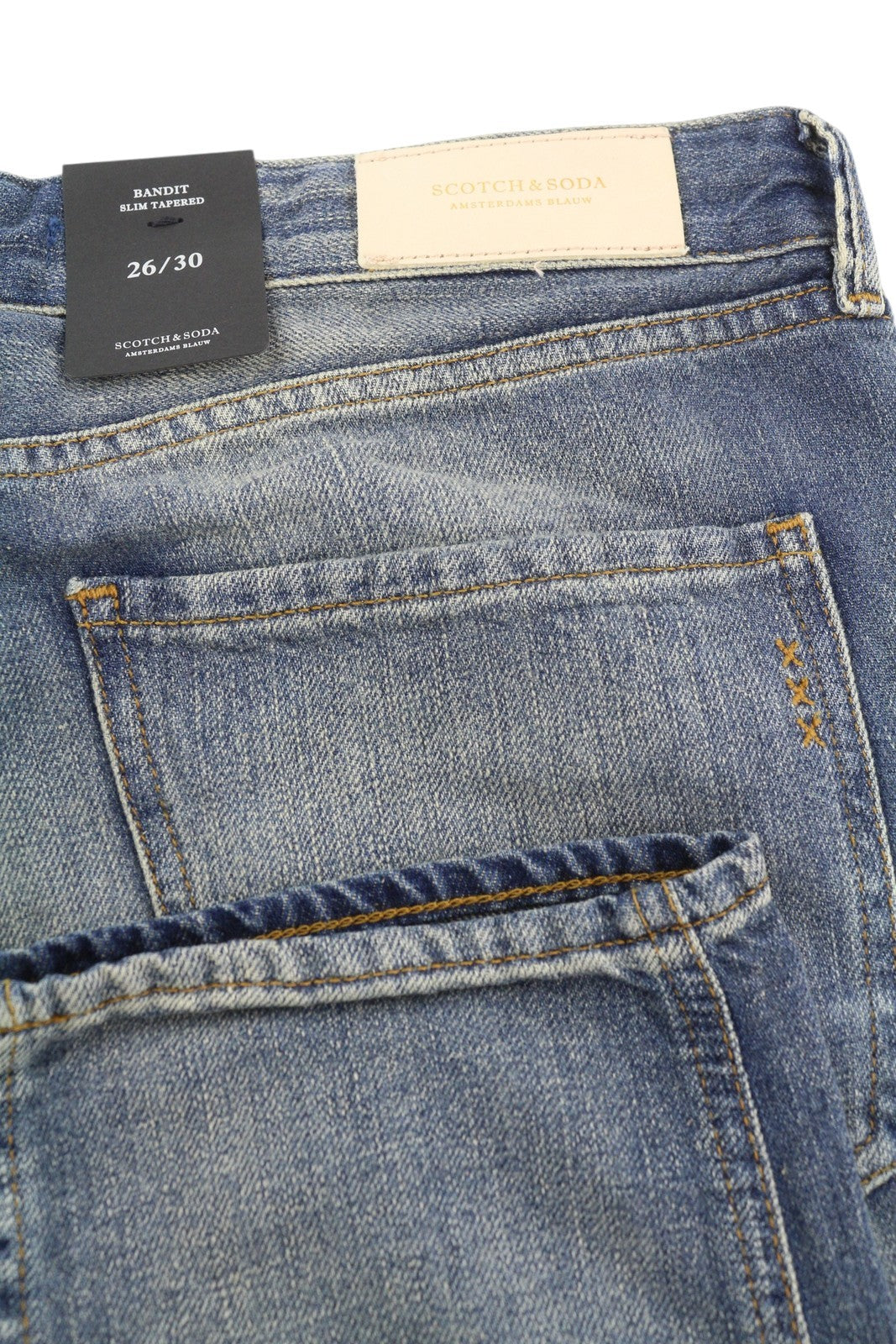 SCOTCH & SODA Bandit Men Jeans W26/L30 Linen Blend Distress Ankle Slim Tapered